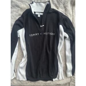 Vintage Tommy Hilfiger Rhinestone Logo Quarter-Zip Sweater Women’s 1X (Fits L)